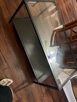 Glass Top Coffee Table with Black Metal Frame