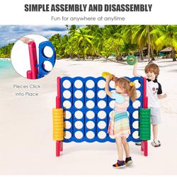 GLACER Giant 4-in-A-Row, Jumbo 4-to-Score Giant Game Set Backyard Games for Kids & Adults, 3.5FT Tall Indoor & Outdoor Connect-All-4 Game Set with 42 