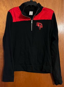 PINK Black and Red Quarter-Zip Sweatshirt - L