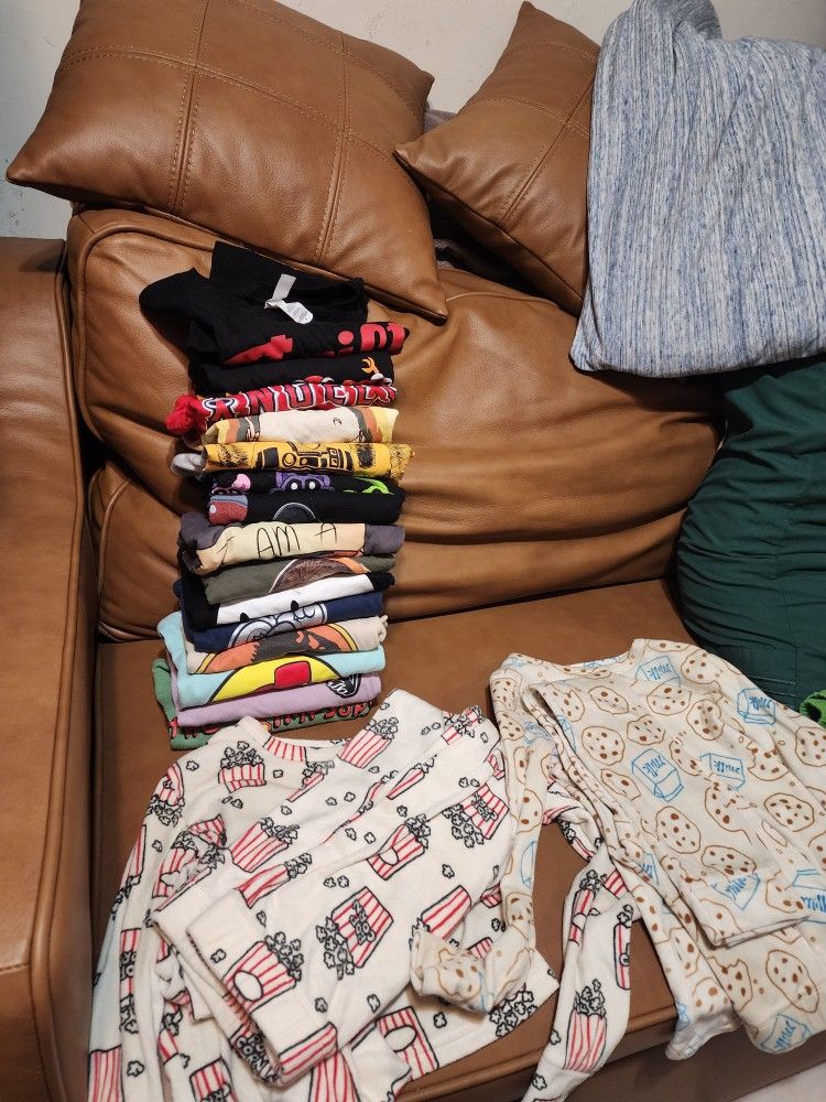 Boys shirts & PJs size small & a few medium 17 pieces