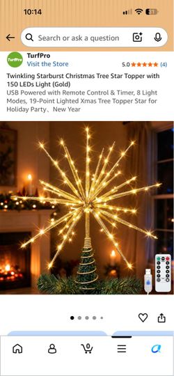 TurfPro Starburst Christmas Tree Star Topper Gold