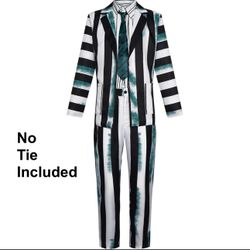 Beetlejuice Style Costume Suit Black White Striped Jacket Pants Halloween Adult