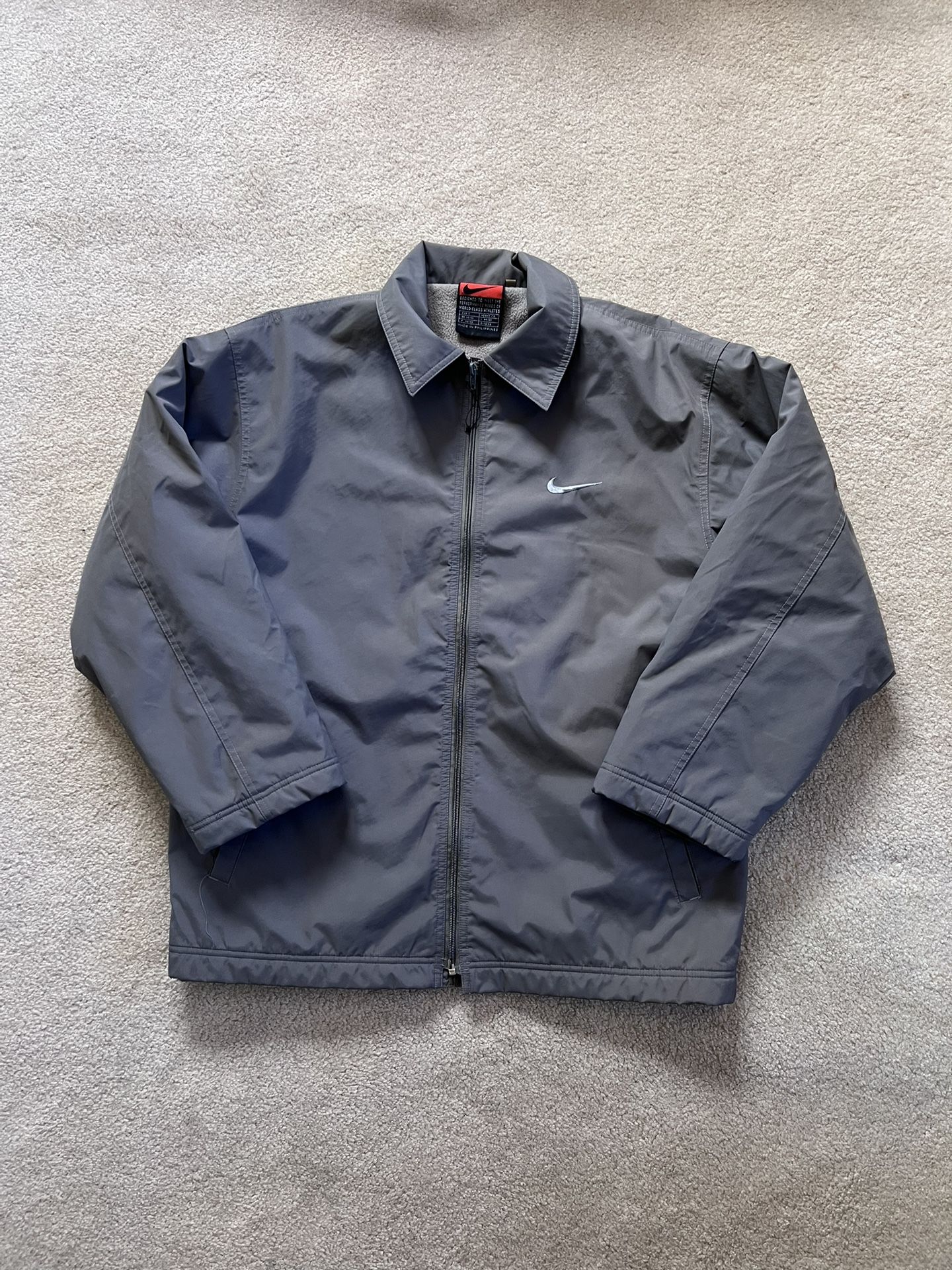 Nike Premier Mens Small Gray Fleece Lined Full Zip Clean Logo Jacket Outdoor