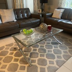 Glass Metal Living Room Set 