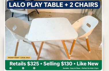 Lalo Play Table + 2 Chairs - Kids Table Set / Mesita de Niños