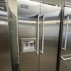 Viking 42”Wide Built In Stainless Steel Side By Side Refrigerator 