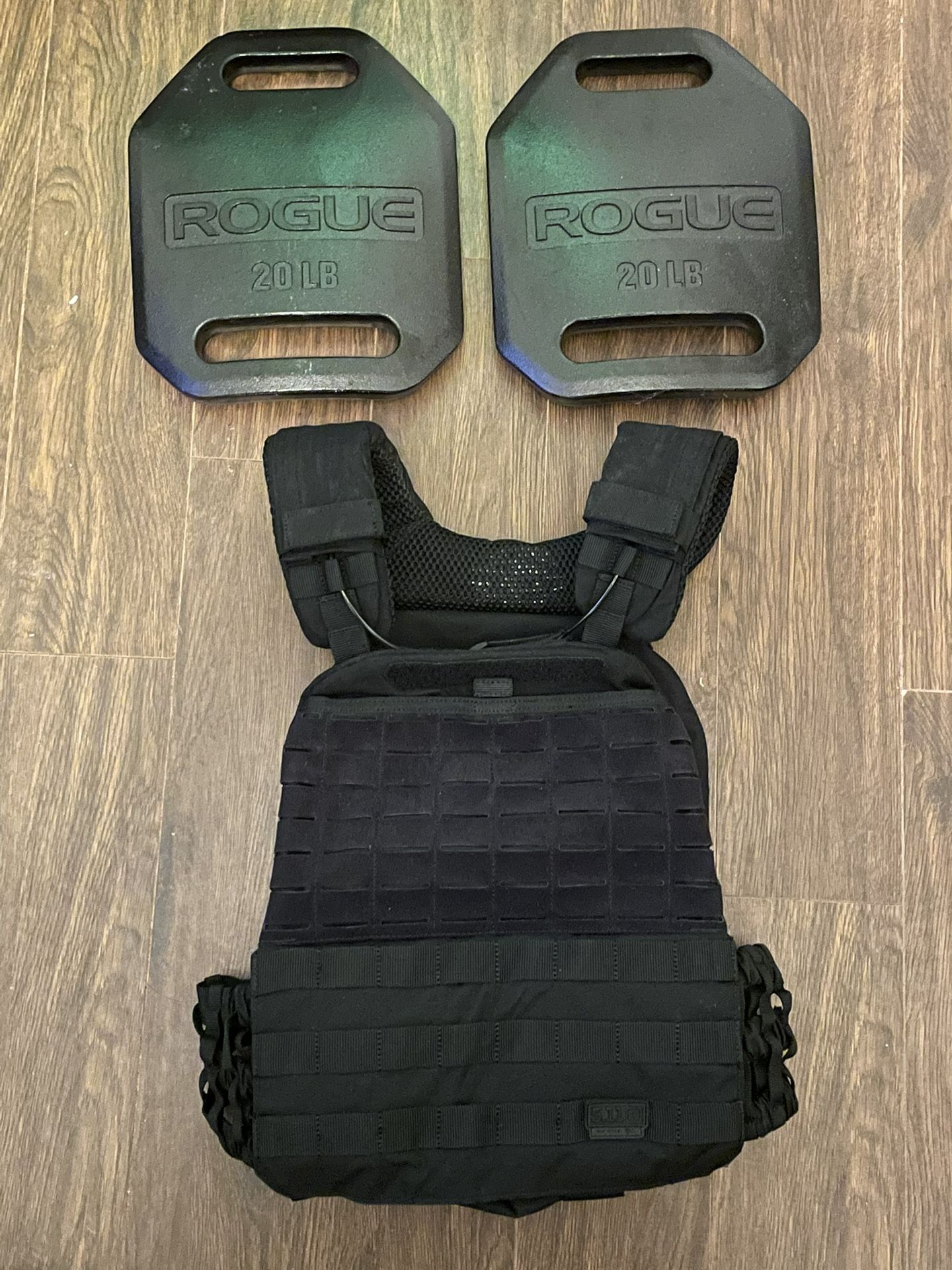 Used 5.11 Plate Carrier + Rogue 20lb Weight Plates (Fitness/Training)