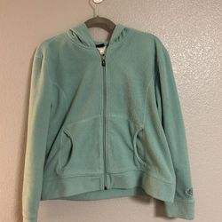 Women Patagonia green blue zip up hoodie jacket sweater size large 