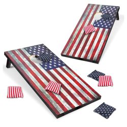 Cornhole Board Set 4x2 Regulation Size Cornhole Set with Carrying Bags & 8 Bean Bags Corn Hole Boards Bean Toss Game for Adults Family Outdoor Lawn Ou