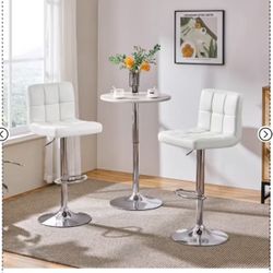 Leather Swivel Bar Stools Chairs 2pcs
