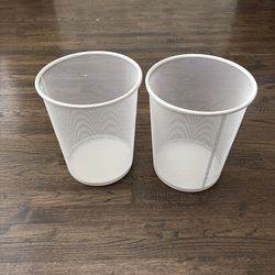 White Mesh Office Trash Cans – Set of 2
