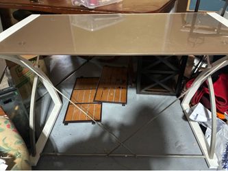 Glass top computer desk