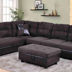 Brand New Espresso Sectional And Ottoman