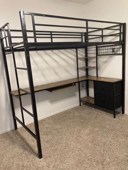 Twin loft bed with LED