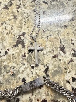 Silver Cross and Bracelet
