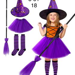 Witch Halloween Costume Girls 3-5 T / Disfraz de Bruja Niñas 3-5 