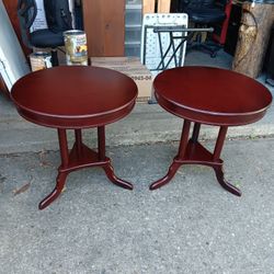 Pair Of Cherry End/Drum Tables