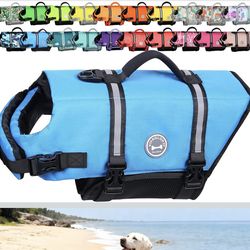 VIVAGLORY Rip Stop Dog Life Vest, Swimming Vest with Handle, Buoyancy for Doggy Puppy, Dog Life Jacket for Swimming & Boating, M, Blue