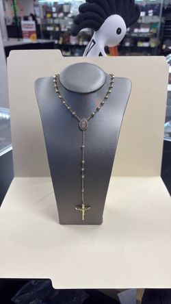 Rosary Necklace with Virgin Mary Medal and Crucifix