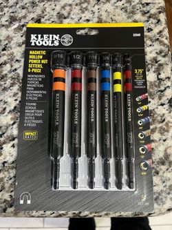 Klein Tools 6-Piece Magnetic Hollow Power Nut Setter Set