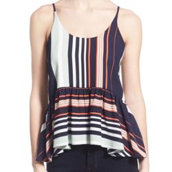 Brand New Rebecca Minkoff Striped Peplum Cami Top Size XS