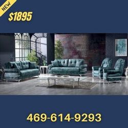 Green Set Sofa Loveseat Chairs 