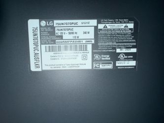 LG 75” 4K Smart TV – Excellent Condition – Model 75UN7070PUC