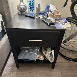 Set of 2 Black Nightstands / Bedside Tables Modern Style