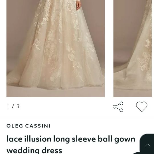 Oleg Cassini Lace Illusion Ball Gown Wedding Dress