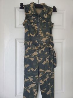 Two matching camouflage costumes for girls
