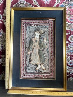 Vintage Thai Needlepoint In Frame