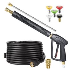 Pressure Washer Gun and Hose Kit, Swivel Quick Connector & M22-14mm Fitting Replacement