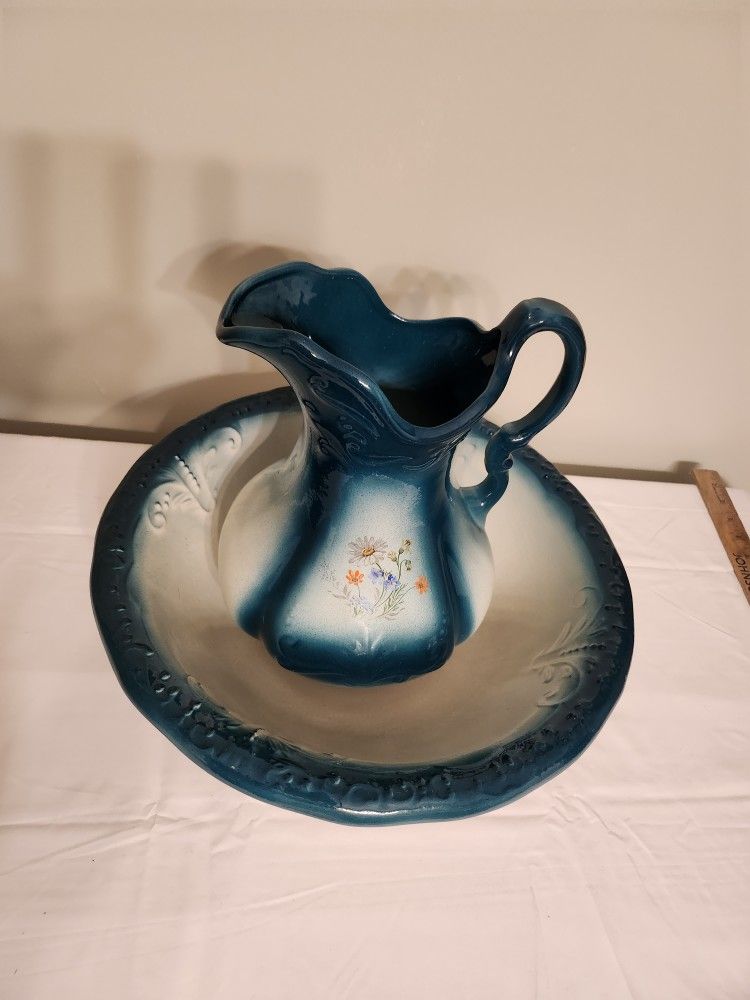 Antique Ironstone Pitcher and Wash Basin