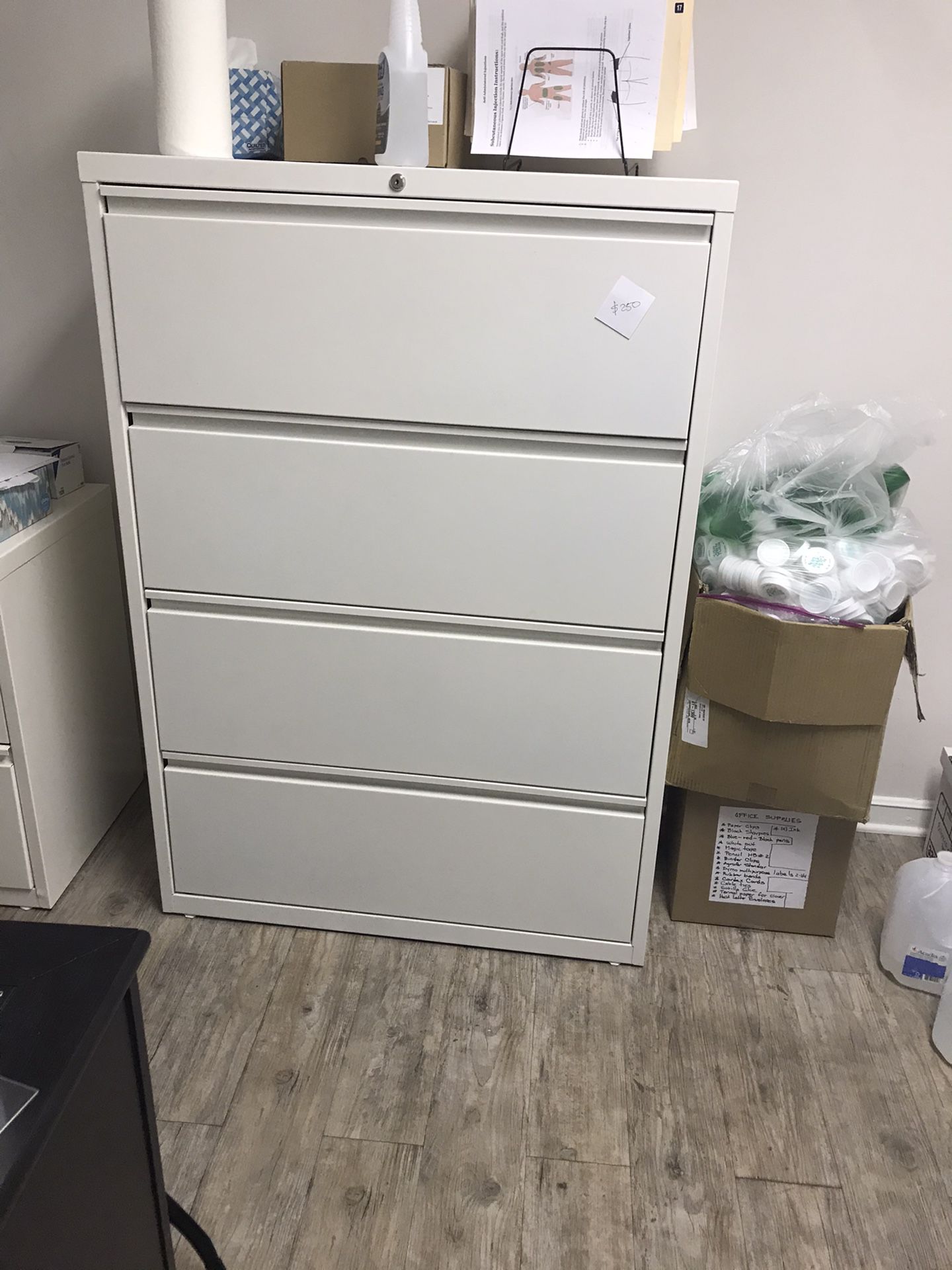 White Four Drawer Lateral File Cabinet