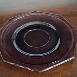 Hazel Atlas - Amethyst glass octagonal plates, 'Moroccan Amethyst' pattern by Hazel Atlas