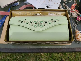 Buxton Vintage "The French Clutch" Clover Green Butterfly