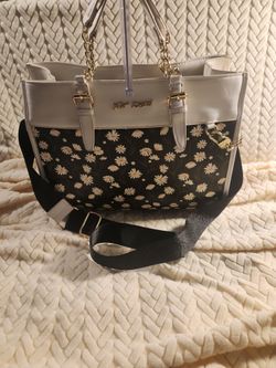 Betsey Johnson White & Black Daisy Tote Bag