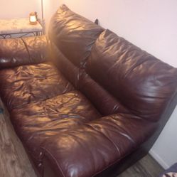 Leather love seat