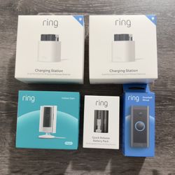 Ring Security Bundle – Doorbell + Indoor Cam + Battery + Chargers (NEW)