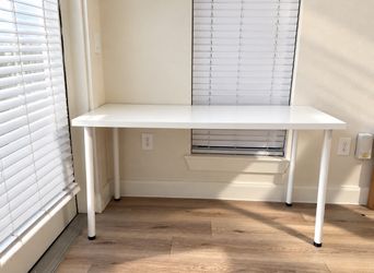 White IKEA LAGKAPTEN Desk with 4 ADILS Legs – 55 inches