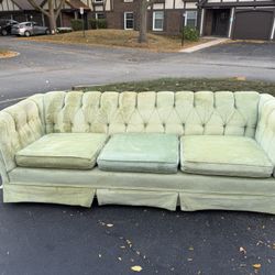 Green velvet vintage couch/ sofa