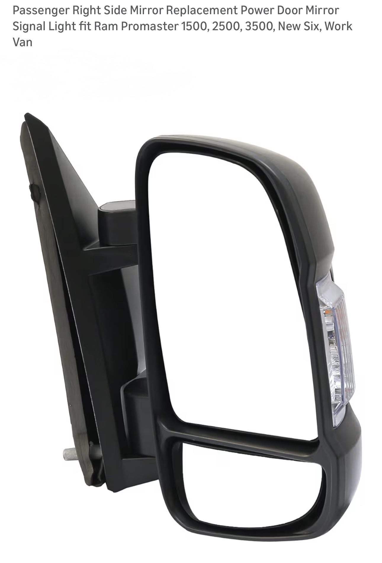 Passenger Right Side Mirror Replacement Power Door Mirror Signal Light fit Ram Promaster 1500, 2500, 3500, New Six, Work Van