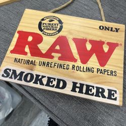 Raw Paper Smoke Here  Door Sign