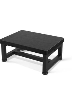 Heavy Duty Wooden Step Stool – Wide Design with Non-Slip Feet for Home Use, Black