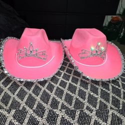 Girls LED Flashing Light Up Pink Princess Bling Tiara Cowgirl Hat - Cowboy, Rodeo