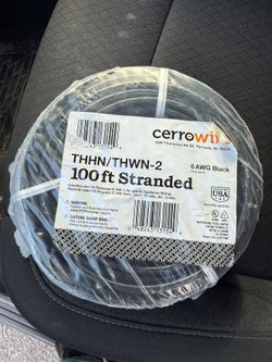 NEW Cerrowire 100 ft 6 Gauge Black Stranded Copper THHN Wire