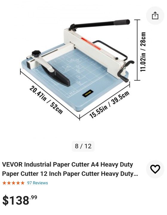 Industrial Paper Cutter A4 Heavy Duty Paper Cutter 12 Inch Paper Cutter Heavy Duty 400 Sheets Paper Guillotine with Clear Cutting