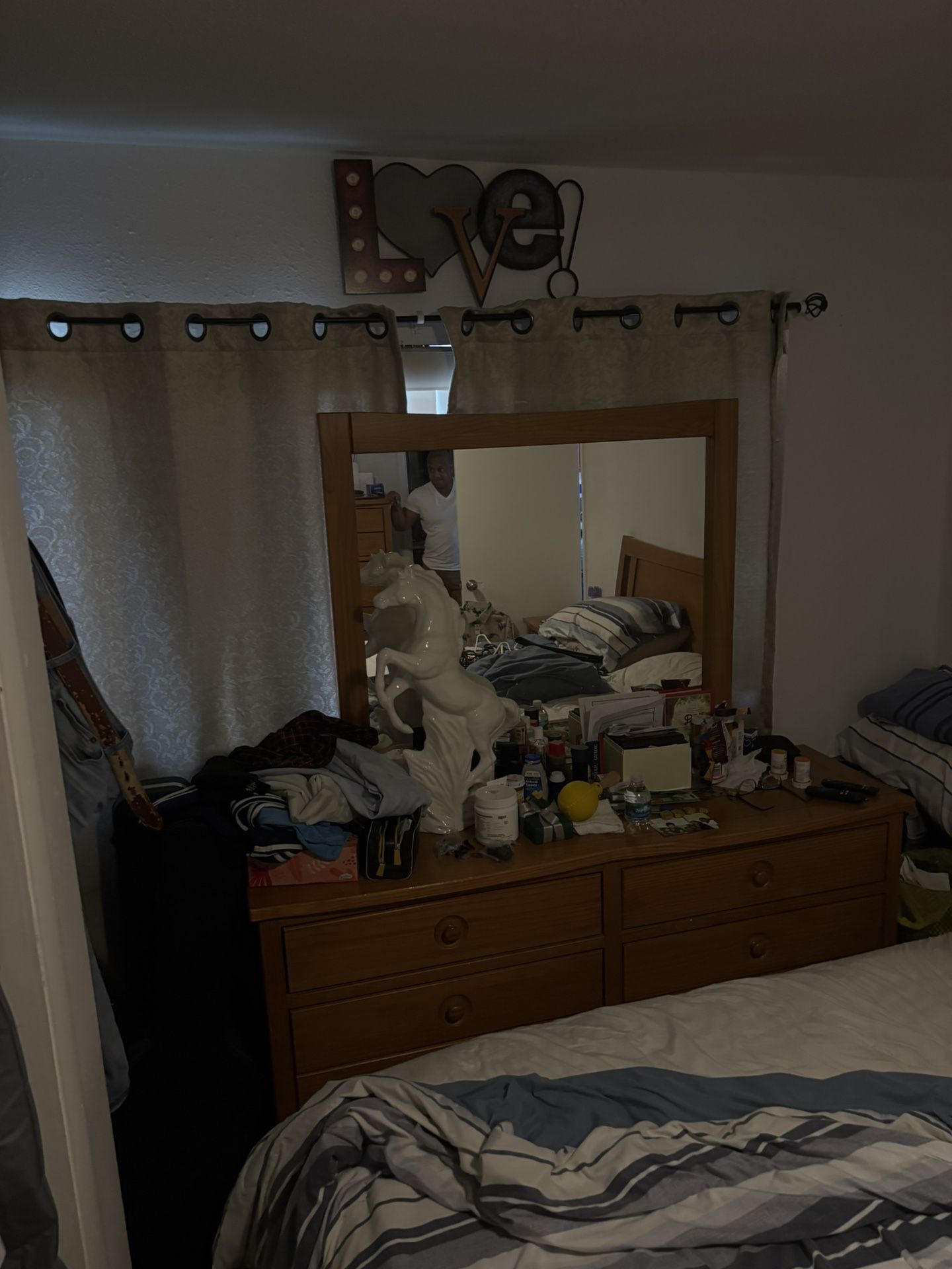 bed frame, cabinets