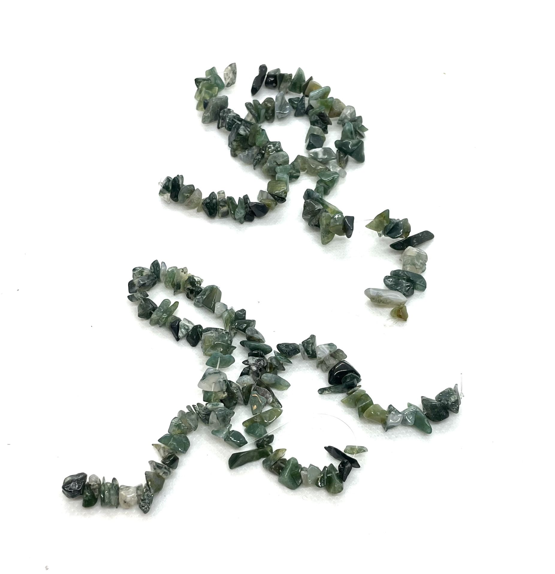 2 Strands Of Moss Agate Beads