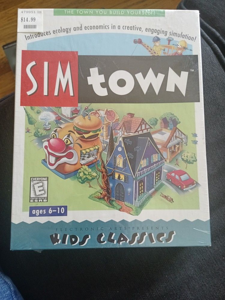 Sealed Sim Town 1998 Big Box Windows Mac PC CD Maxis Kids Game KB Toys See Pics